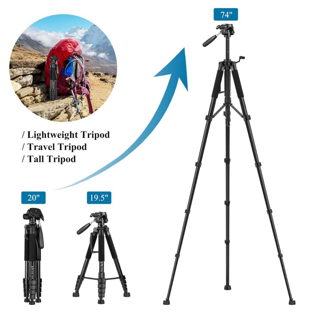 74” Camera Tripod, Tripod for Camera and Phone