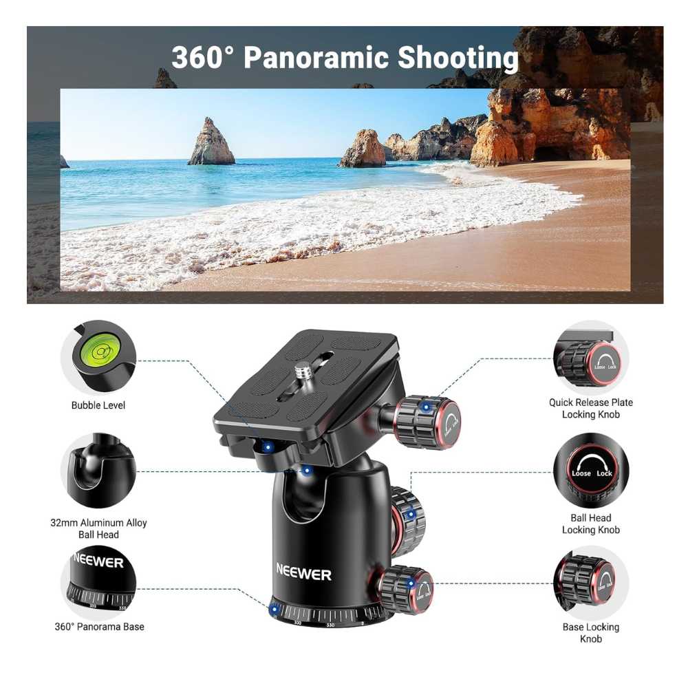  90 Inch Tall Overhead Horizontal Camera Tripod Monopod with Ball Head & Flexible Center Column, Metal DSLR Video Travel Stand, Arca Type QR Plate & Inverted Legs, Max Load 10 kg / 22 lbs, TP63