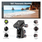  90 Inch Tall Overhead Horizontal Camera Tripod Monopod with Ball Head & Flexible Center Column, Metal DSLR Video Travel Stand, Arca Type QR Plate & Inverted Legs, Max Load 10 kg / 22 lbs, TP63