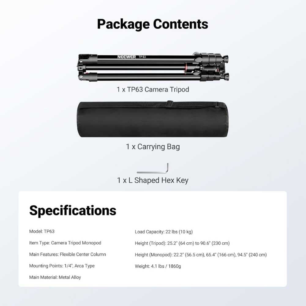  90 Inch Tall Overhead Horizontal Camera Tripod Monopod with Ball Head & Flexible Center Column, Metal DSLR Video Travel Stand, Arca Type QR Plate & Inverted Legs, Max Load 10 kg / 22 lbs, TP63