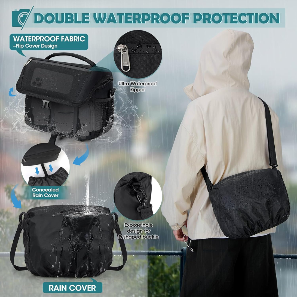 Waterproof Camera Sling Bag Crossbody Camera Bags for Photographers with Rain Cover