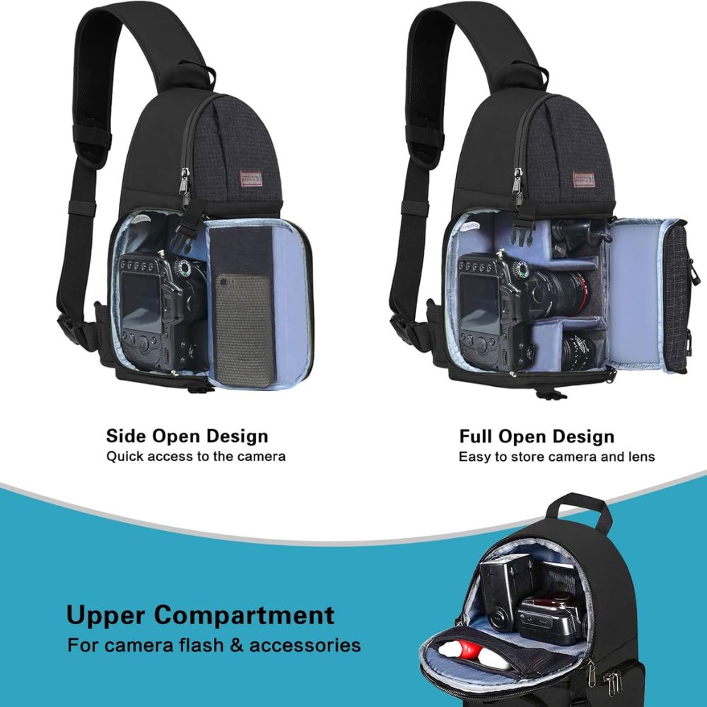 Minimalist Camera Sling Bag – Travel Ready- Black