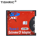 Red Tishric SD to CompactFlash Type I UDMA adapter shown flat against a white background
