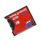 Red Tishric SD to CompactFlash Type I UDMA adapter shown flat against a white background