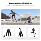 Small tripod features 5-section legs with quick locks