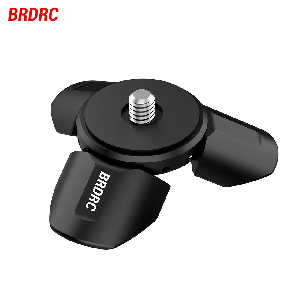 Small black Brdrc tripod base with three short folding feet around a round top plate and a screw mount