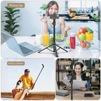 Black Ulanzi tripod stand with three splayed legs, a telescoping center pole, a red locking ring and a tilting mount on top