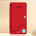 Red hard-shell card case open to show two grey trays of game card and microSD slots, several of them filled
