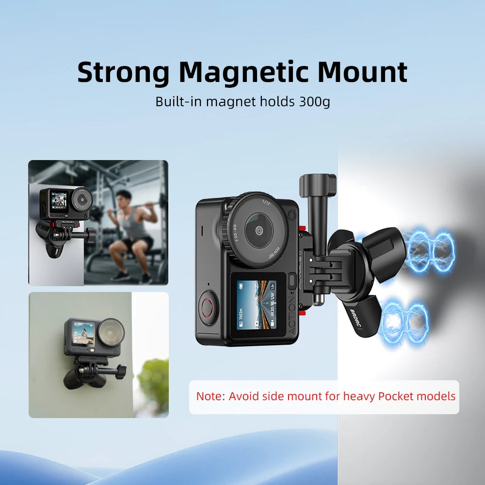 Small black Brdrc tripod base with three short folding feet around a round top plate and a screw mount