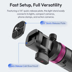 Black Ulanzi MT-89 tripod with a pink locking ring and a small mount head, shown short and fully extended