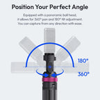 Black Ulanzi MT-89 tripod with a pink locking ring and a small mount head, shown short and fully extended