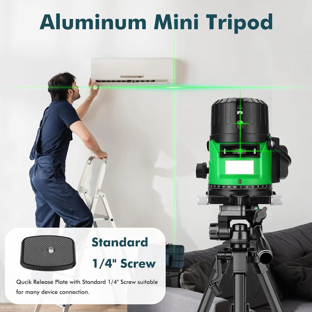 Black mini tripod with a pan head and handle, shown with a phone clip, a spare plate, a carry bag and a folded view