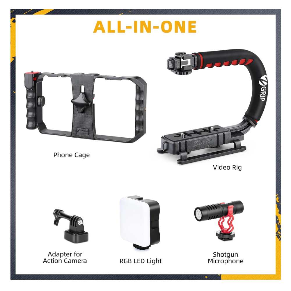 Handheld Camera Stabilizer Tips Smartphone & Camera Stabilizer Rig with LED Light + Mic — Handheld Vid ...
