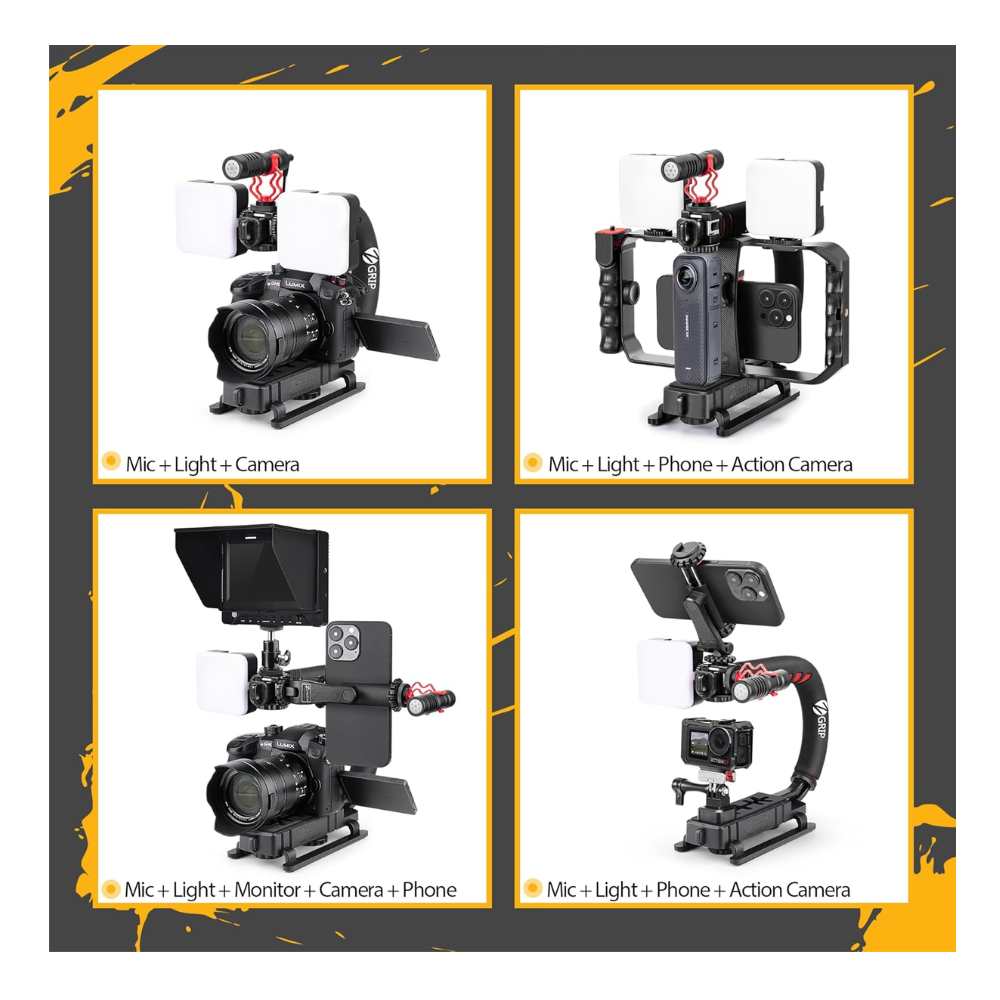 Camera Stabilizer Module Smartphone & Camera Stabilizer Rig with LED Light + Mic — Handheld Vid ...