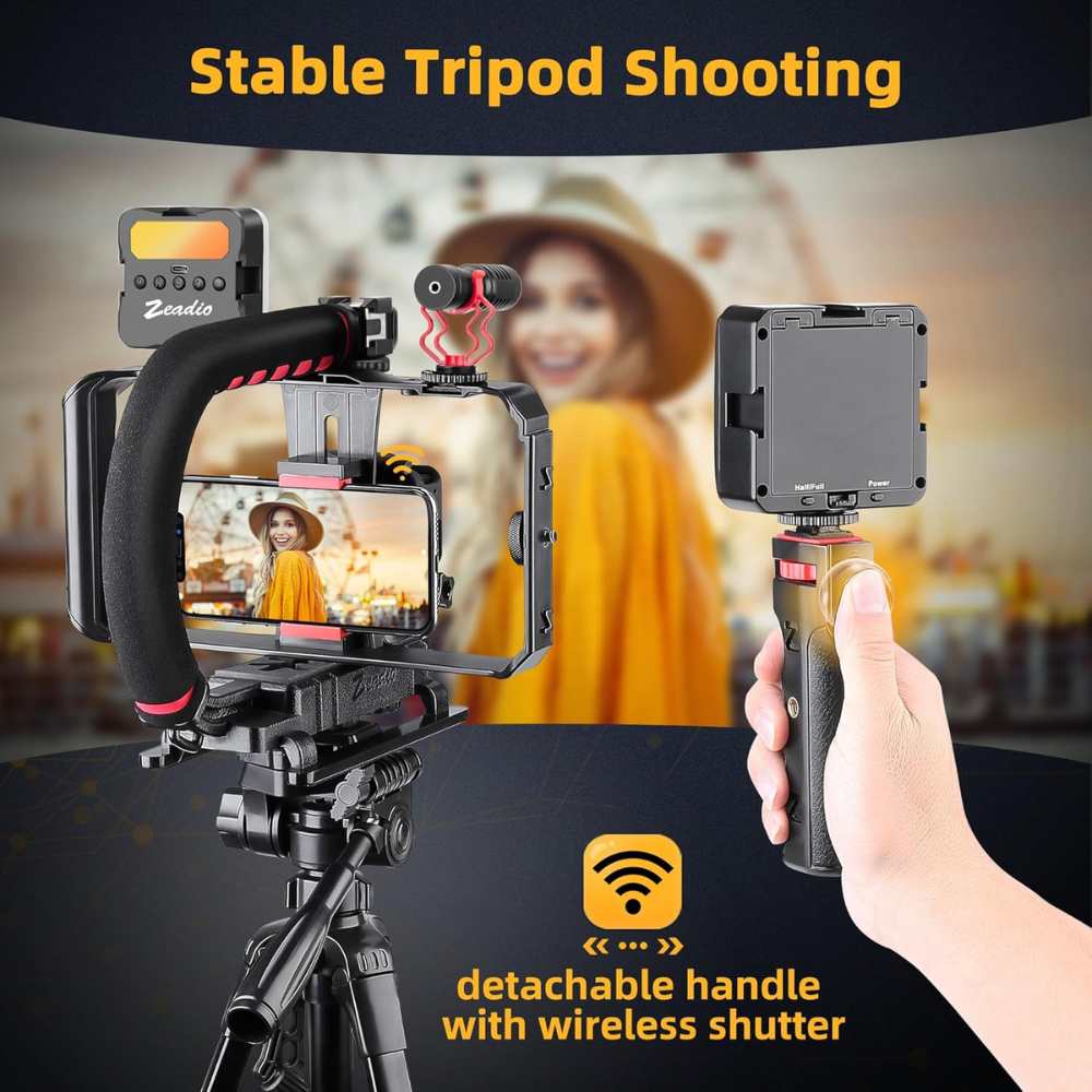 Smartphone Camera Stabilizer Kit, Portable Handle Grip Handheld Video Rig