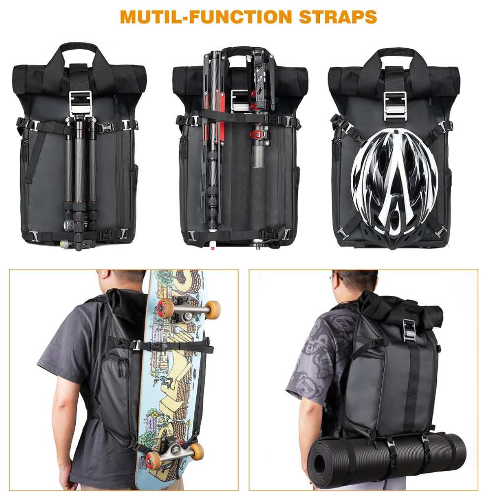 Waterproof Camera Backpack, Rolling Photo Bag for DSLR SLR Mirrorless Camera 
